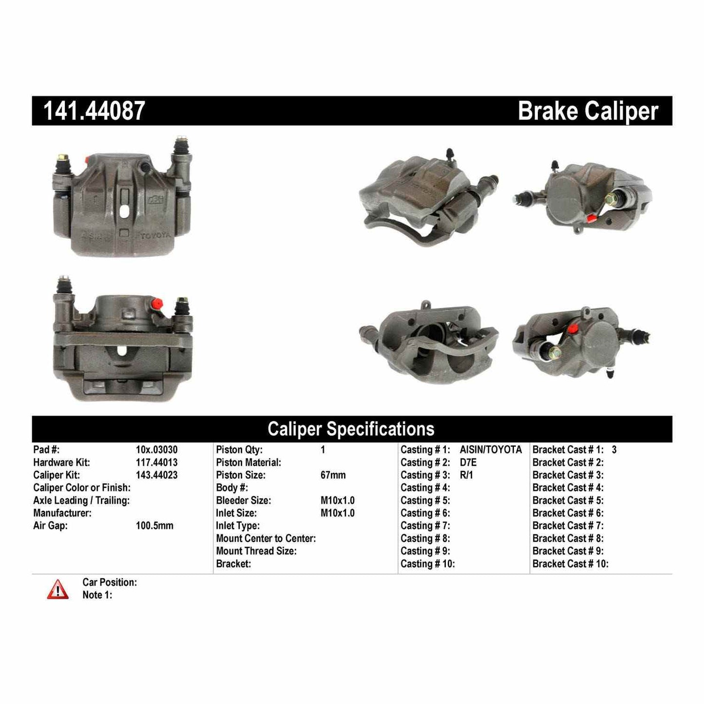 Centric Parts Semi-Loaded Brake Caliper 141.44087