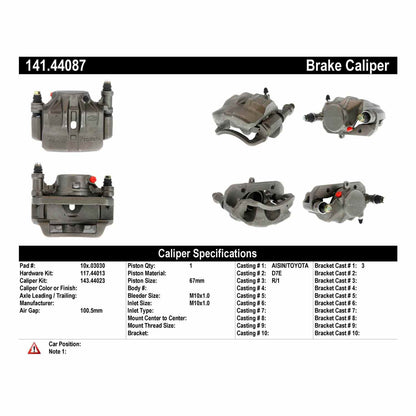 Centric Parts Disc Brake Caliper Semi-Loaded with anti-corrosion finish for 1989-1993 Toyota Pickup 141.44087