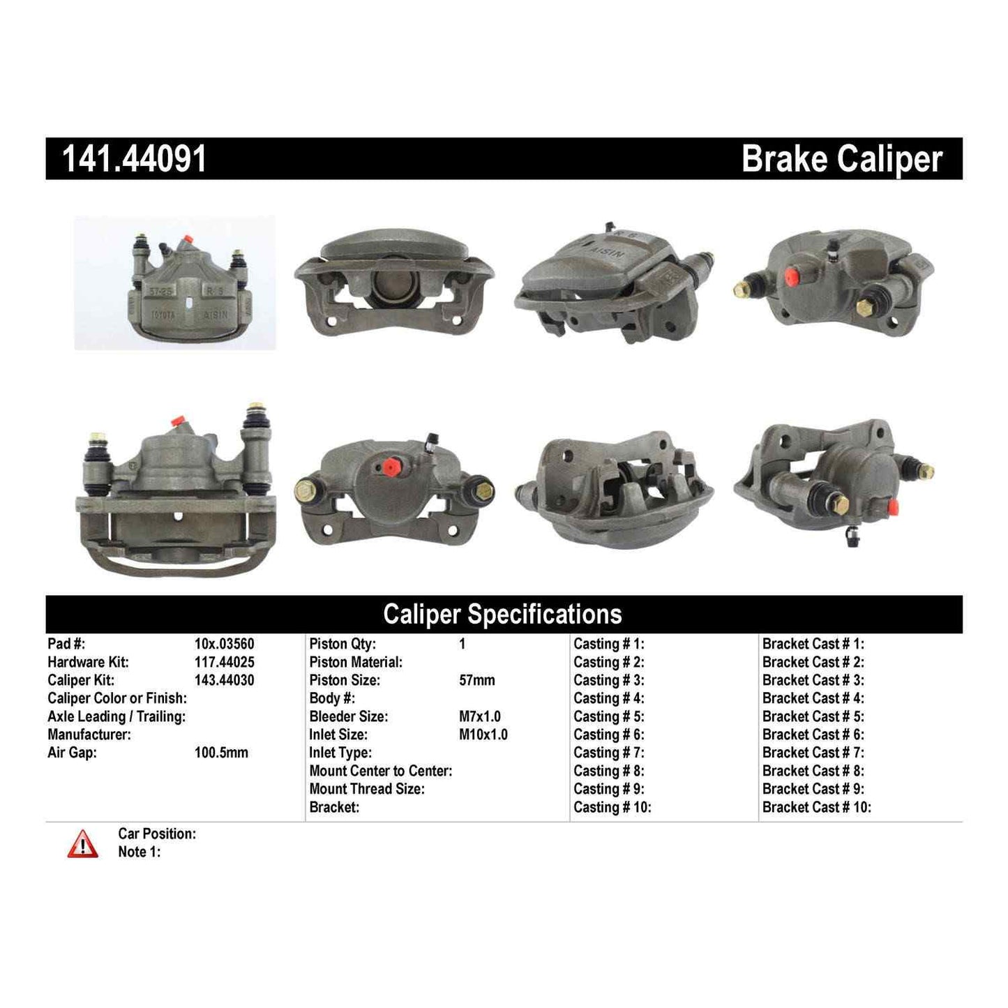 Centric Parts Semi-Loaded Brake Caliper 141.44091