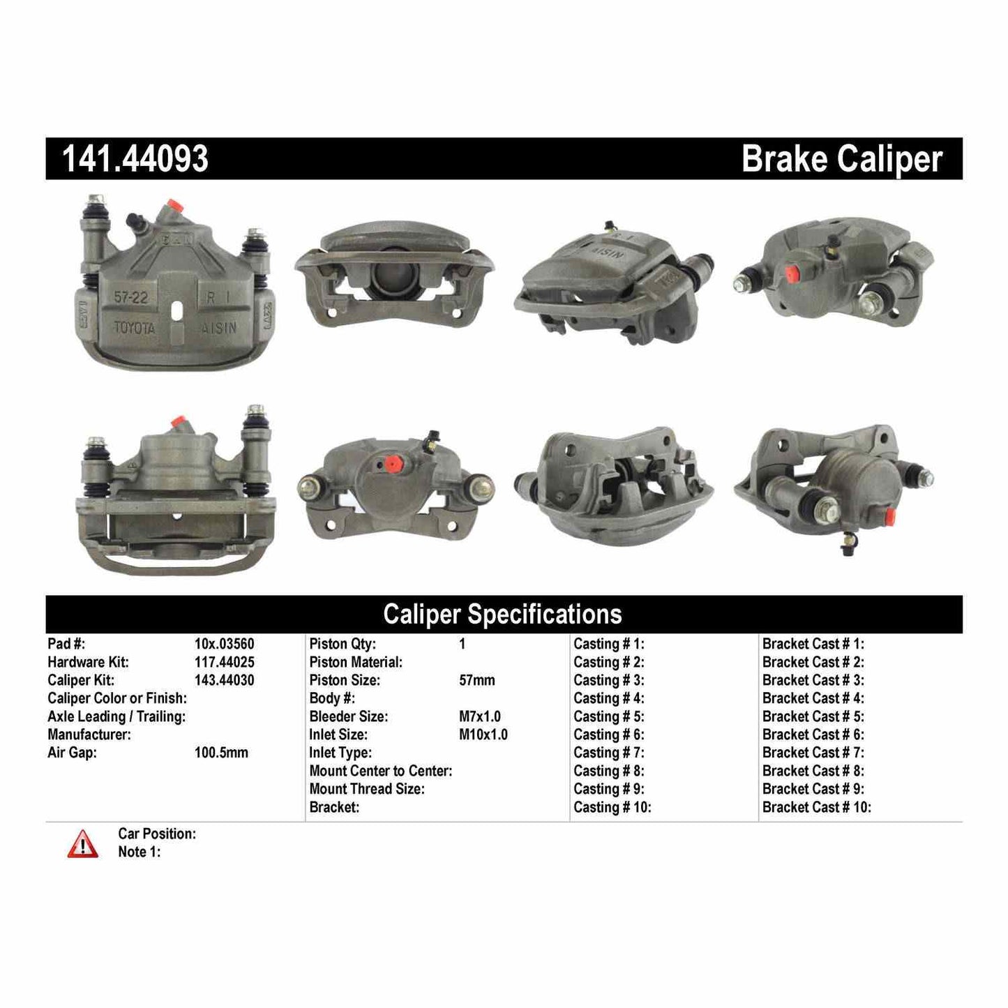 Centric Parts Semi-Loaded Brake Caliper 141.44093