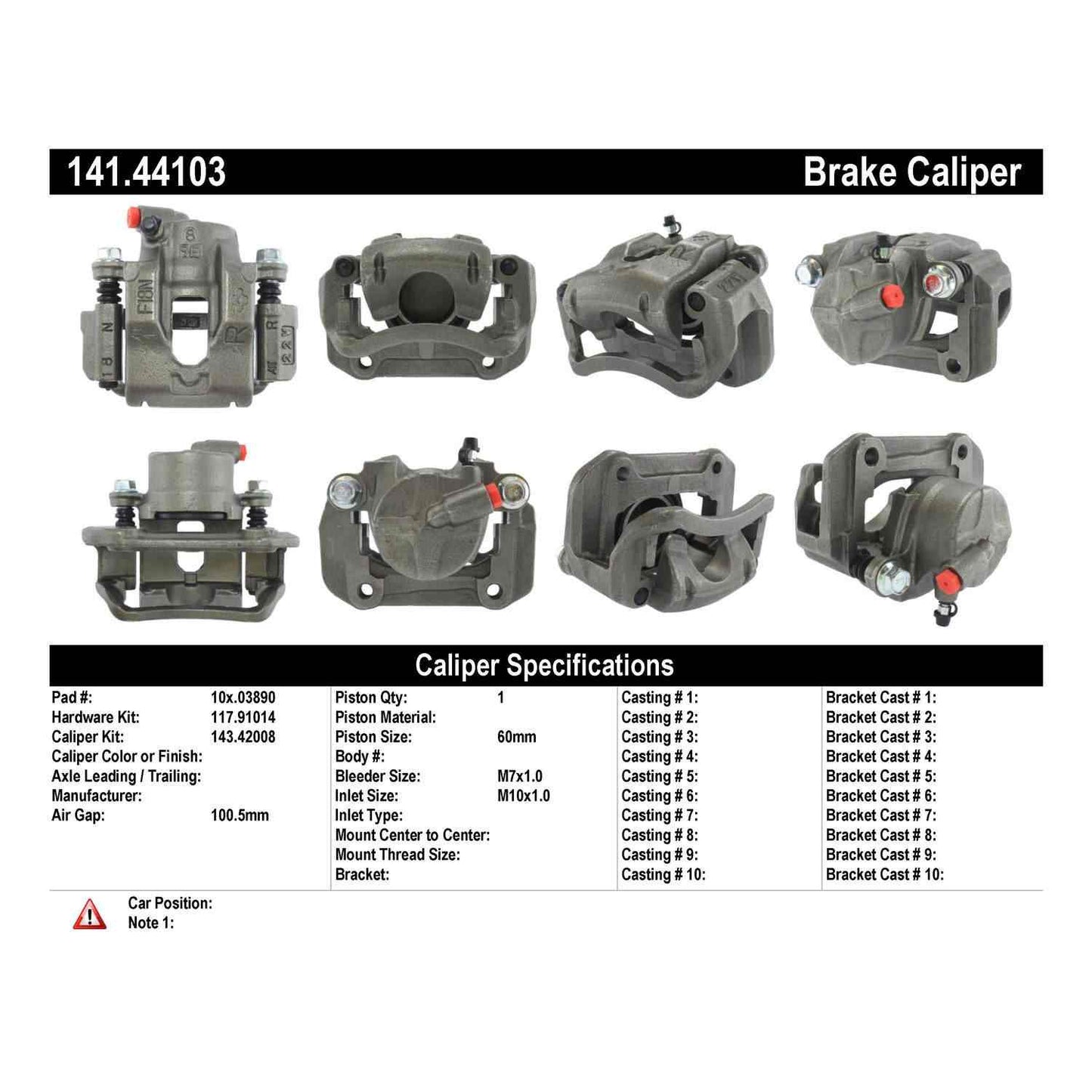 Centric Parts Disc Brake Caliper Semi-Loaded for 1989-1992 Toyota Cressida 141.44103