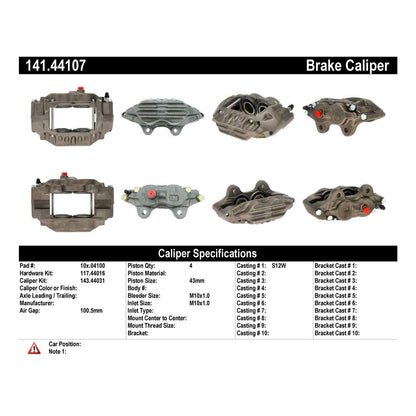 Stoptech Centric Semi-Loaded Brake Caliper - Front Right 141.44107