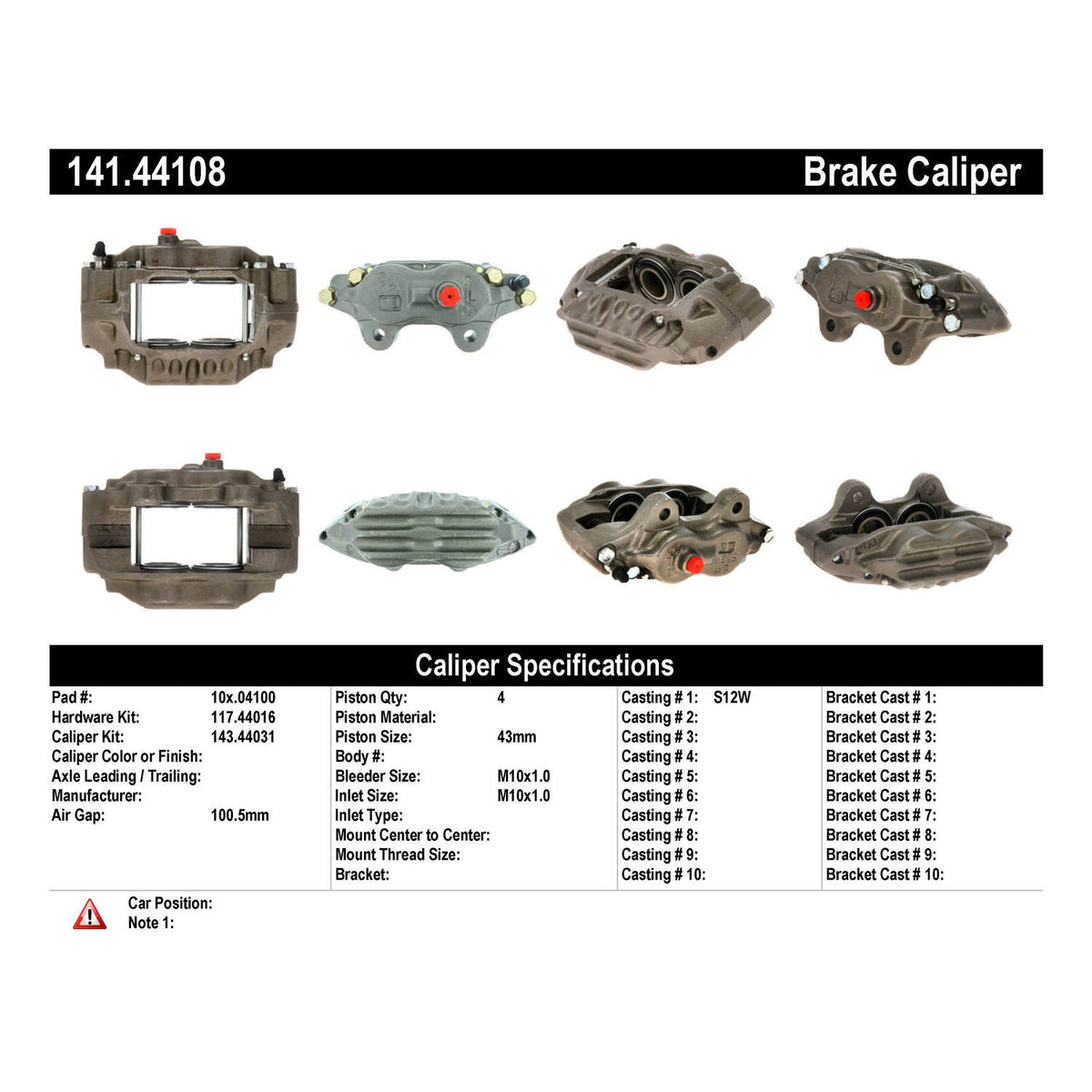 Stoptech Centric Semi-Loaded Brake Caliper - Front Left 141.44108