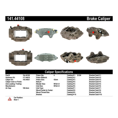 Stoptech Centric Semi-Loaded Brake Caliper - Front Left 141.44108