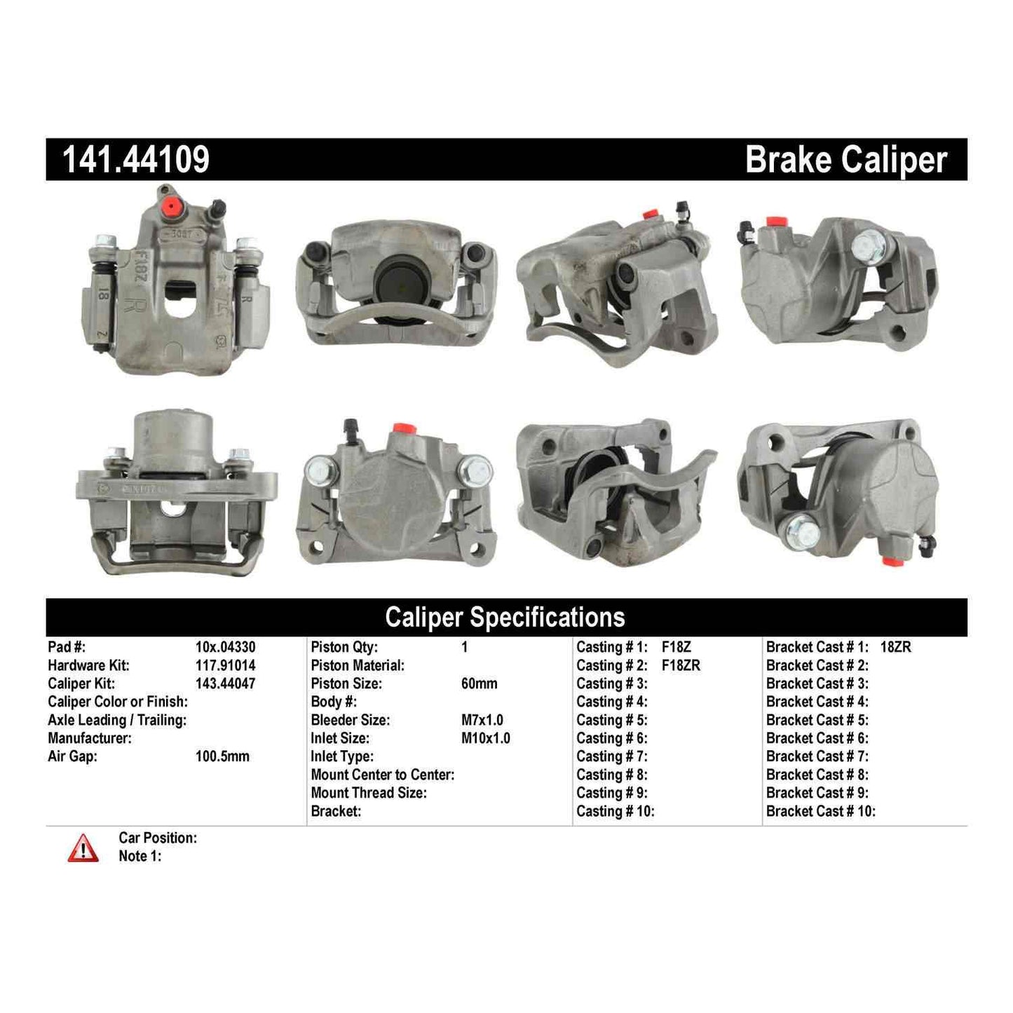 Centric Parts Disc Brake Caliper Semi-Loaded with anti-corrosion finish for 1995-2004 Toyota Tacoma 141.44109