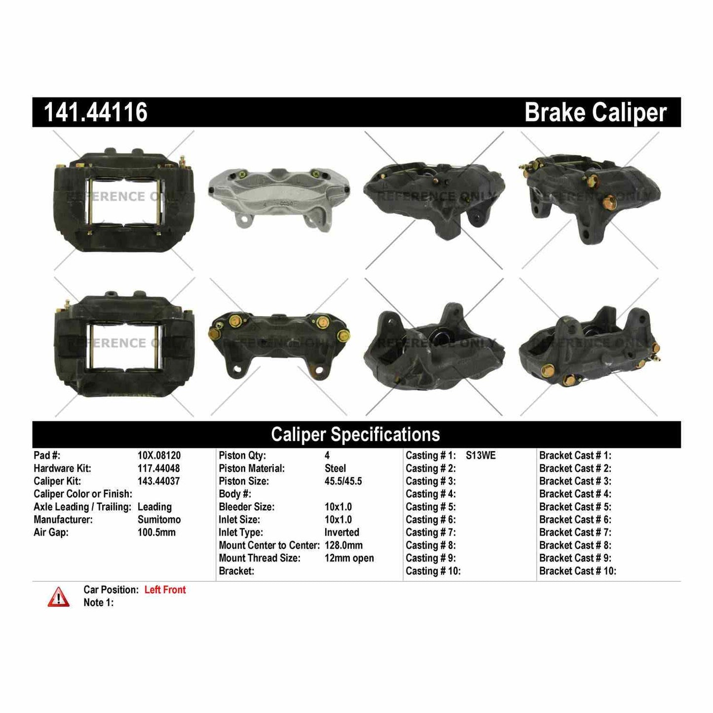 Centric Parts Disc Brake Caliper Semi-Loaded with anti-corrosion finish for 2001-2002 Toyota Sequoia, 2000-2002 Tundra 141.44116