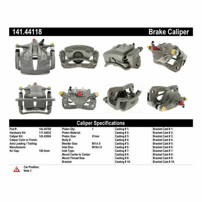 Centric Parts Semi-Loaded Brake Caliper 141.44118