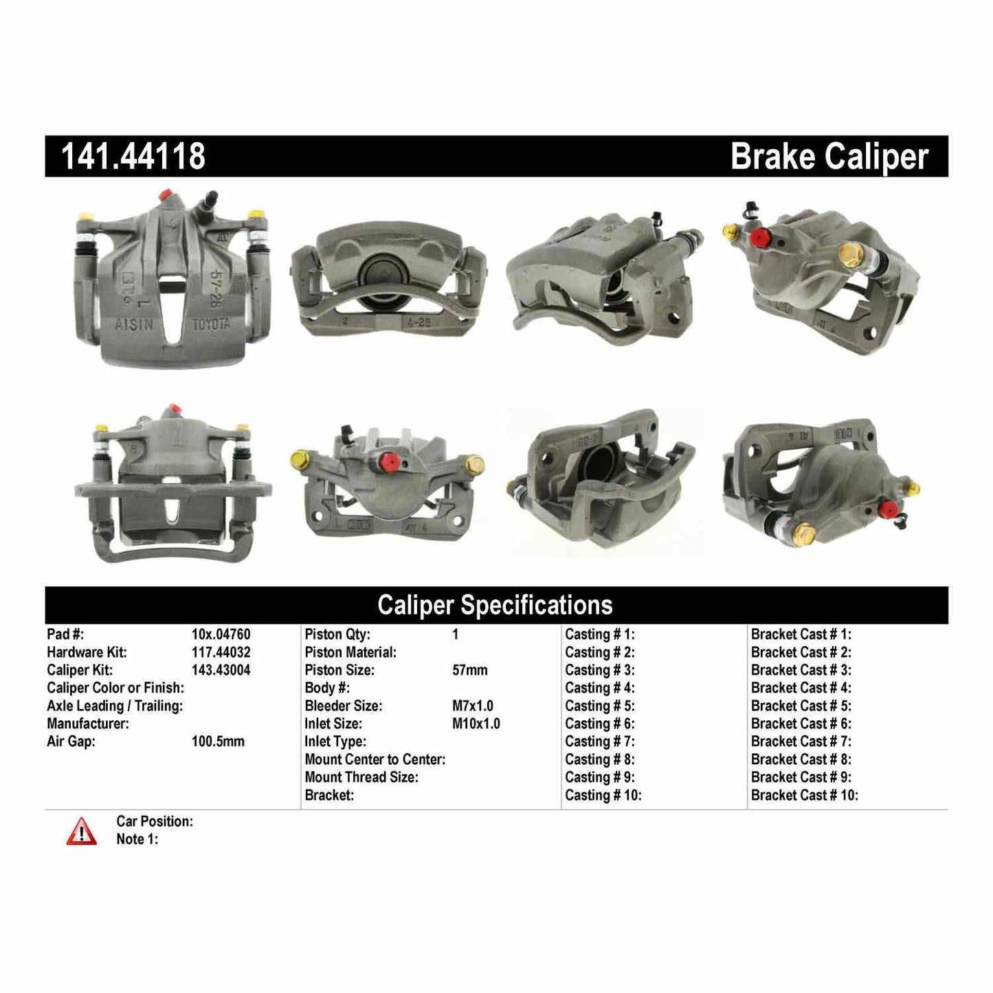 Centric Parts Disc Brake Caliper Semi-Loaded with Anti-Corrosion Finish for 1992-1993 Lexus ES300 Toyota Camry 141.44118