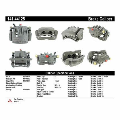 Centric Parts Disc Brake Caliper Semi-Loaded with anti-corrosion finish for 1994-1996 Lexus ES300, 1995-1997 Toyota Avalon, 1994-1996 Camry 141.44125