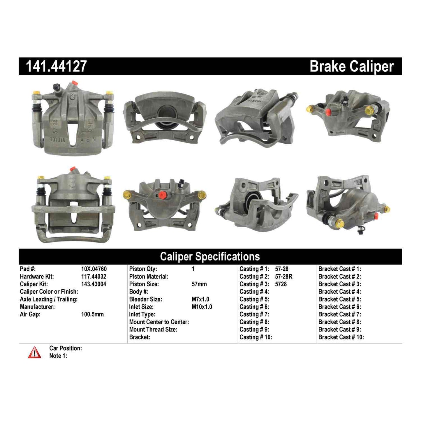 Centric Parts Semi-Loaded Brake Caliper 141.44127