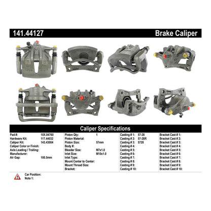 Centric Parts Disc Brake Caliper Semi-Loaded with anti-corrosion finish for 1994-1999 Toyota Celica 141.44127