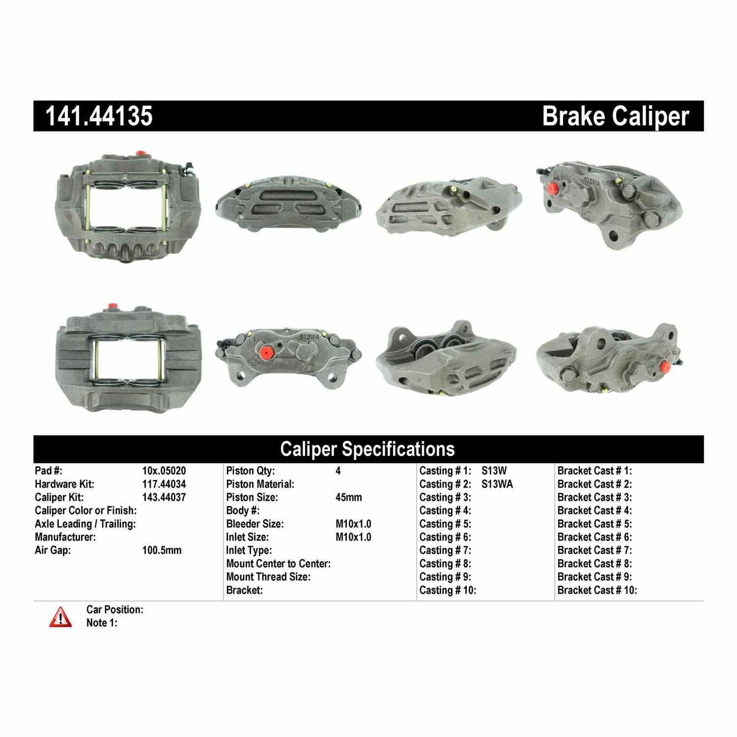 Centric Parts Disc Brake Caliper Semi-Loaded with Anti-Corrosion Finish for 1990-1992 Toyota Land Cruiser 141.44135
