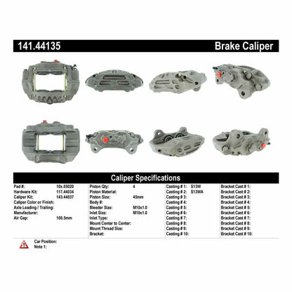 Centric Parts Disc Brake Caliper Semi-Loaded with Anti-Corrosion Finish for 1990-1992 Toyota Land Cruiser 141.44135