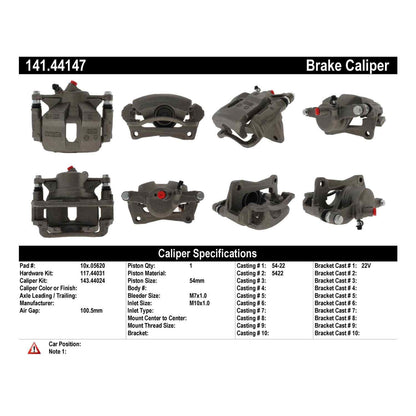 Stoptech Centric 93-97 Toyota Corolla / 93-97 Geo Prizm Front Right Semi-Loaded Caliper 141.44147