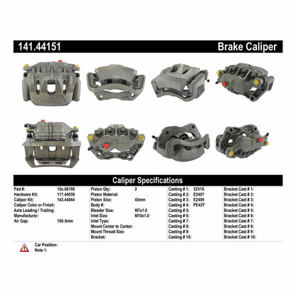 Centric Parts Disc Brake Caliper Semi-Loaded with Anti-Corrosion Finish for 2000-1999 Lexus SC300 2000-1992 SC400 1998-1993 Toyota Supra 141.44151