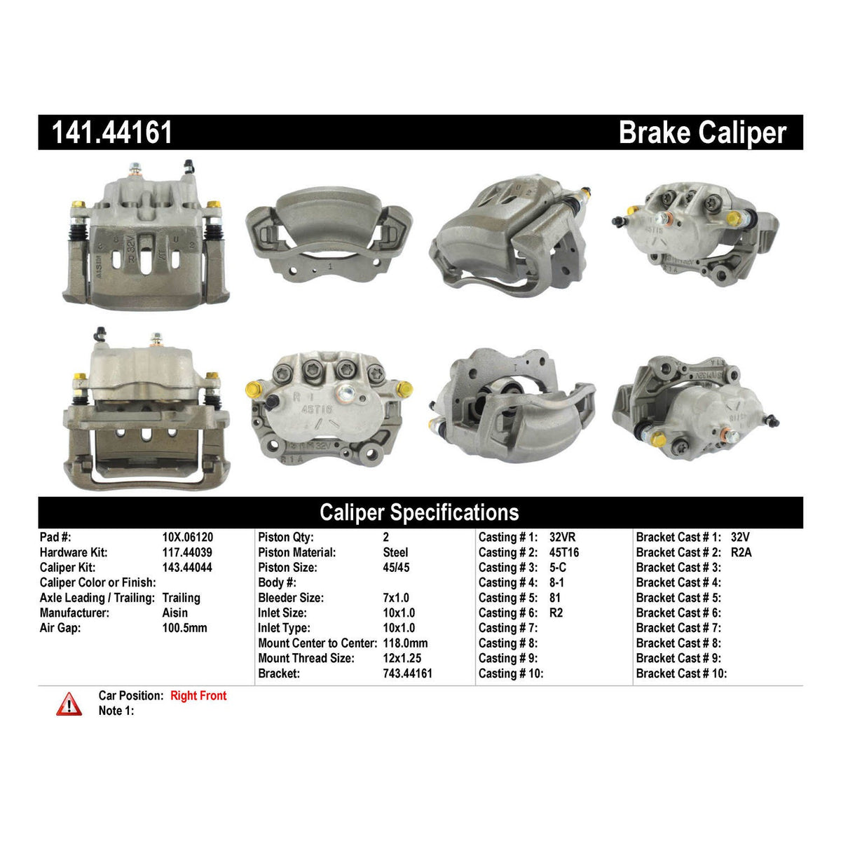 Centric Parts Semi-Loaded Brake Caliper 141.44161