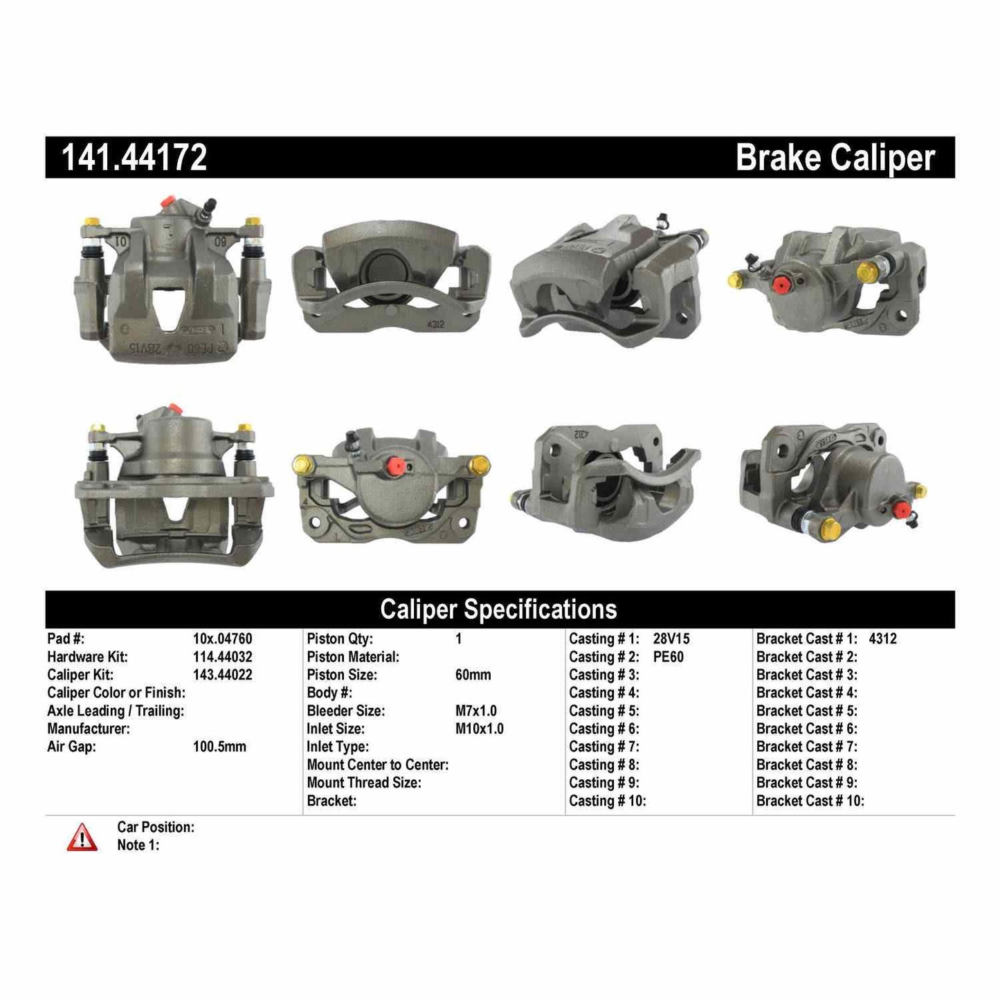Centric Parts Disc Brake Caliper Semi-Loaded for 1995-1996 Toyota Avalon 141.44172