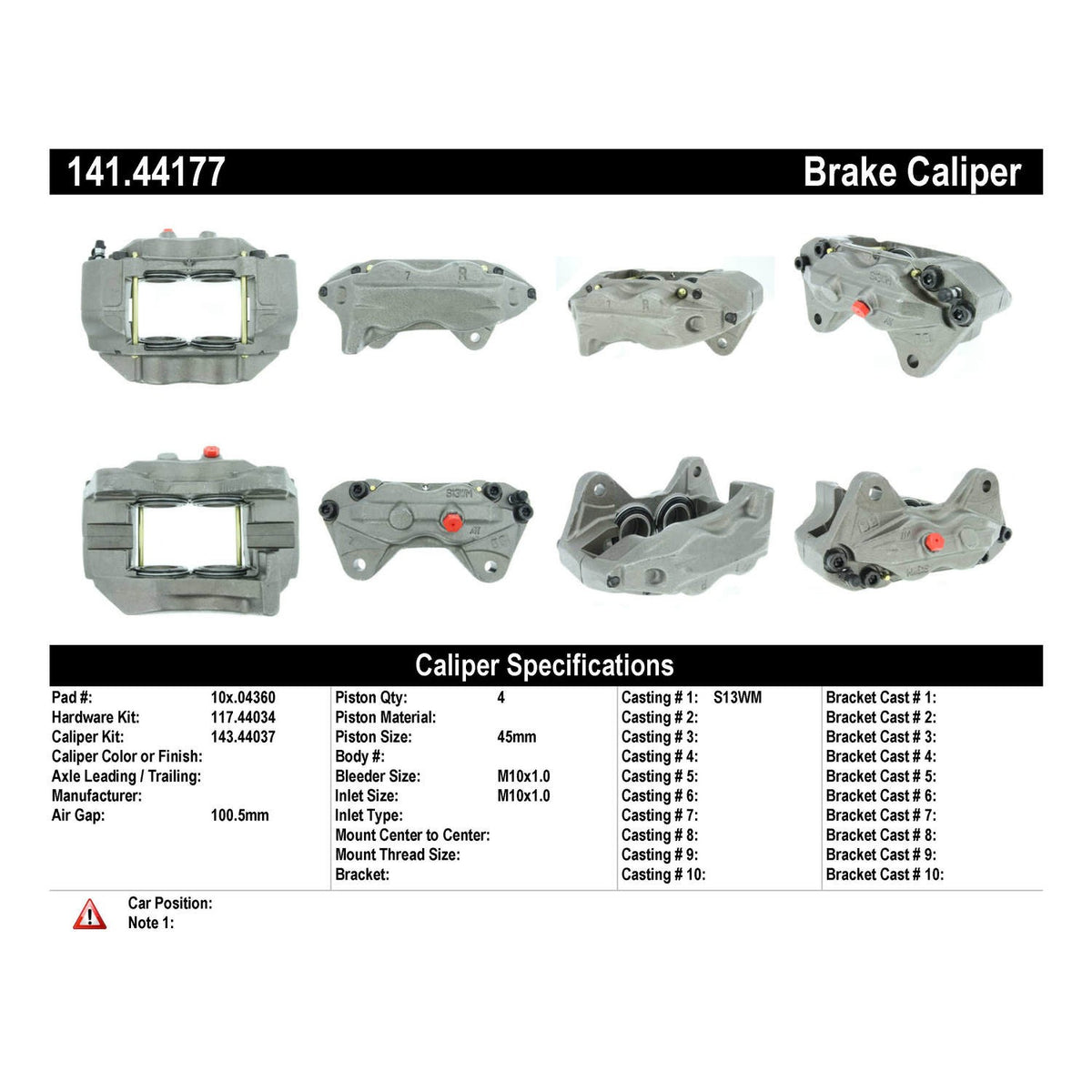 Centric Parts Semi-Loaded Brake Caliper 141.44177