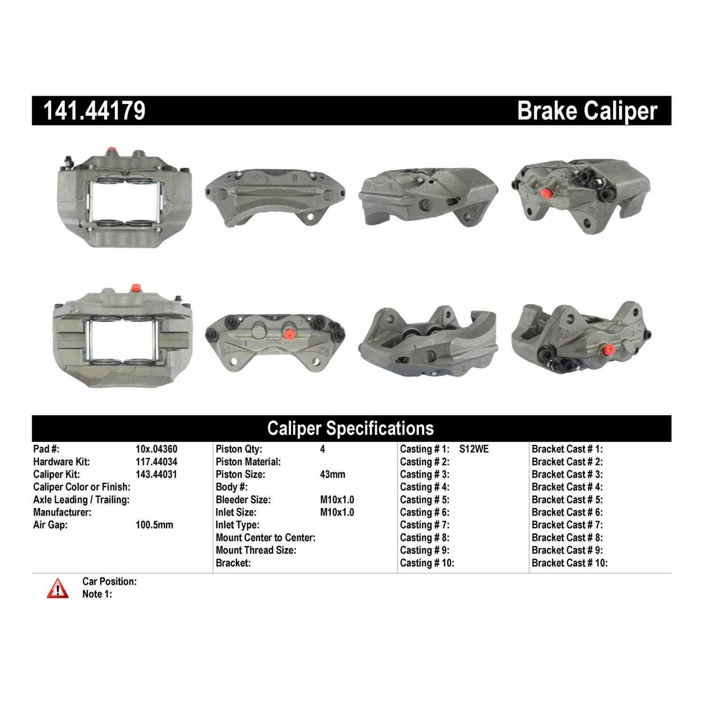 Centric Parts Semi-Loaded Brake Caliper 141.44179