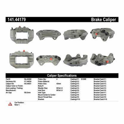Centric Parts Disc Brake Caliper Semi-Loaded with anti-corrosion finish for 1995-2002 Toyota 4Runner 141.44179