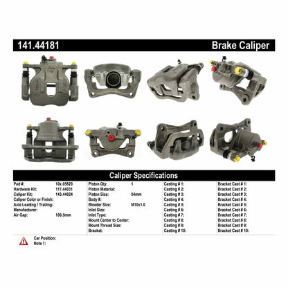 Stoptech Centric Semi-Loaded Brake Caliper - Front Right 141.44181
