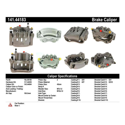 Centric Parts Disc Brake Caliper Semi-Loaded with Anti-Corrosion Finish for 1996-2005 Lexus GS300 GS400 GS430 SC430 141.44183