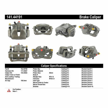Centric Parts Disc Brake Caliper Semi-Loaded with Anti-Corrosion Finish for 1998-2000 Toyota Sienna 141.44191