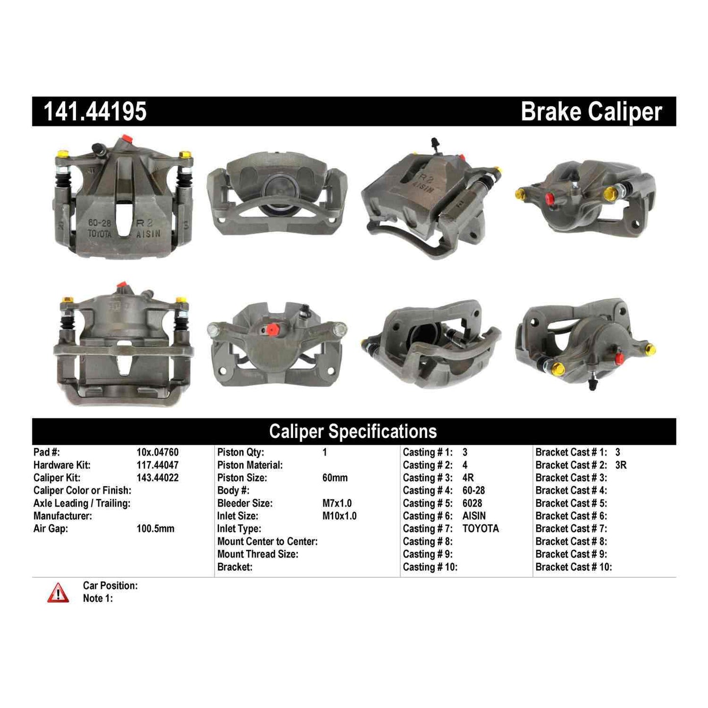 Centric Parts Disc Brake Caliper Semi-Loaded for 2000-2001 Toyota Camry 141.44195