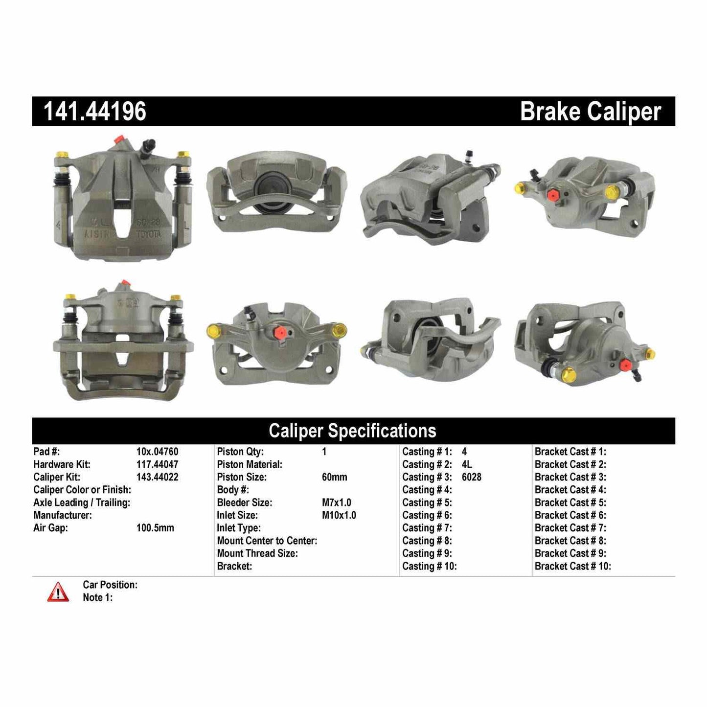 Centric Parts Disc Brake Caliper Semi-Loaded with Anti-Corrosion Finish for 2000-2001 Toyota Camry 141.44196