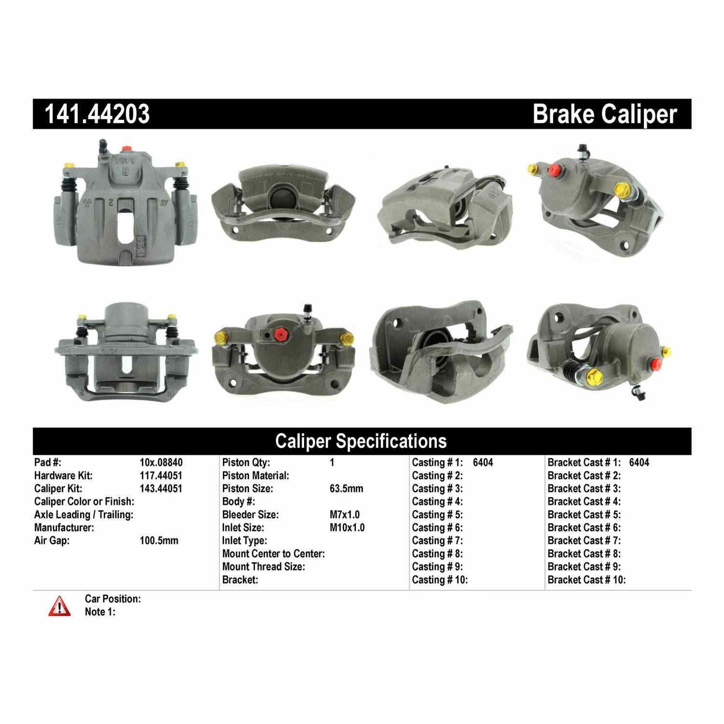 Centric Parts Disc Brake Caliper Semi-Loaded with anti-corrosion finish for 2001-2007 Toyota Highlander 141.44203