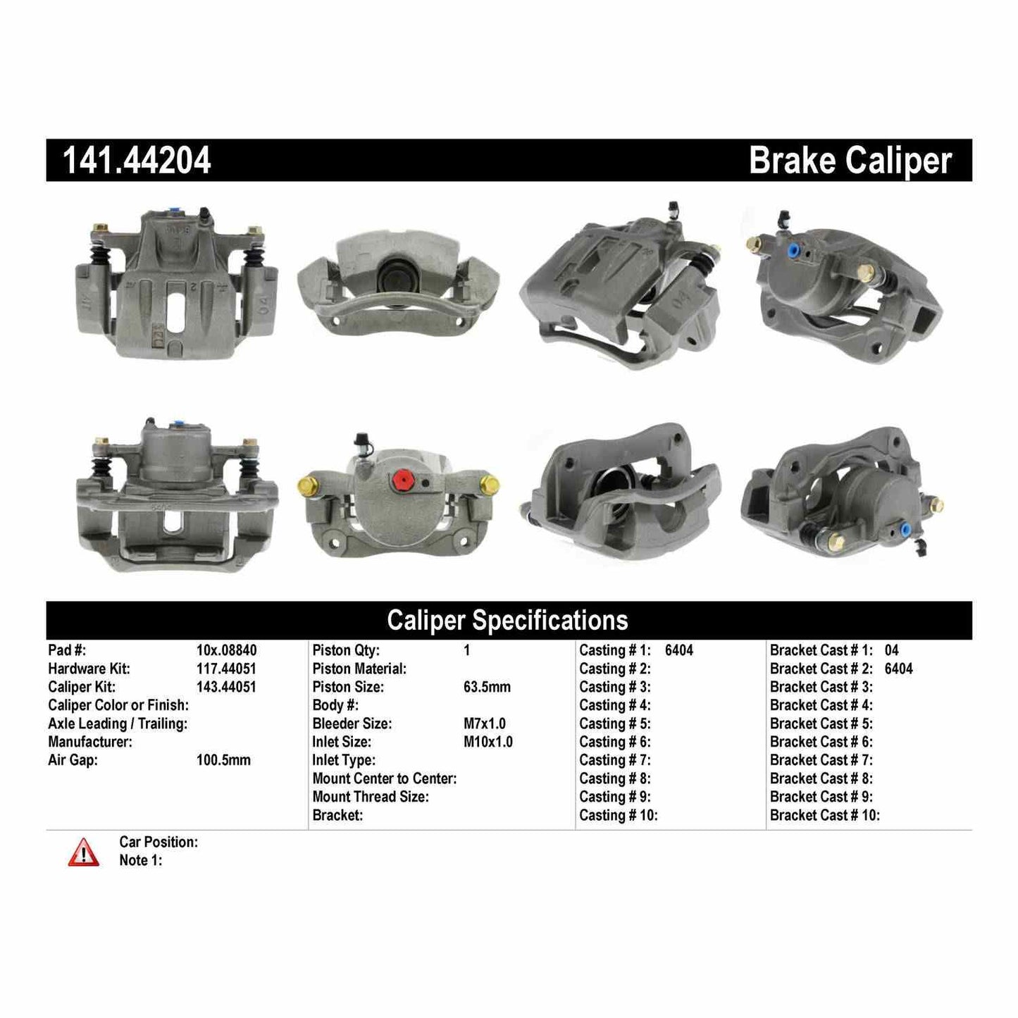 Centric Parts Disc Brake Caliper Semi-Loaded for 2001-2007 Toyota Highlander 141.44204