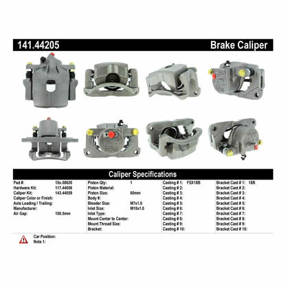 Centric Parts Disc Brake Caliper Semi-Loaded with anti-corrosion finish for 2001-2005 Toyota RAV4 141.44205