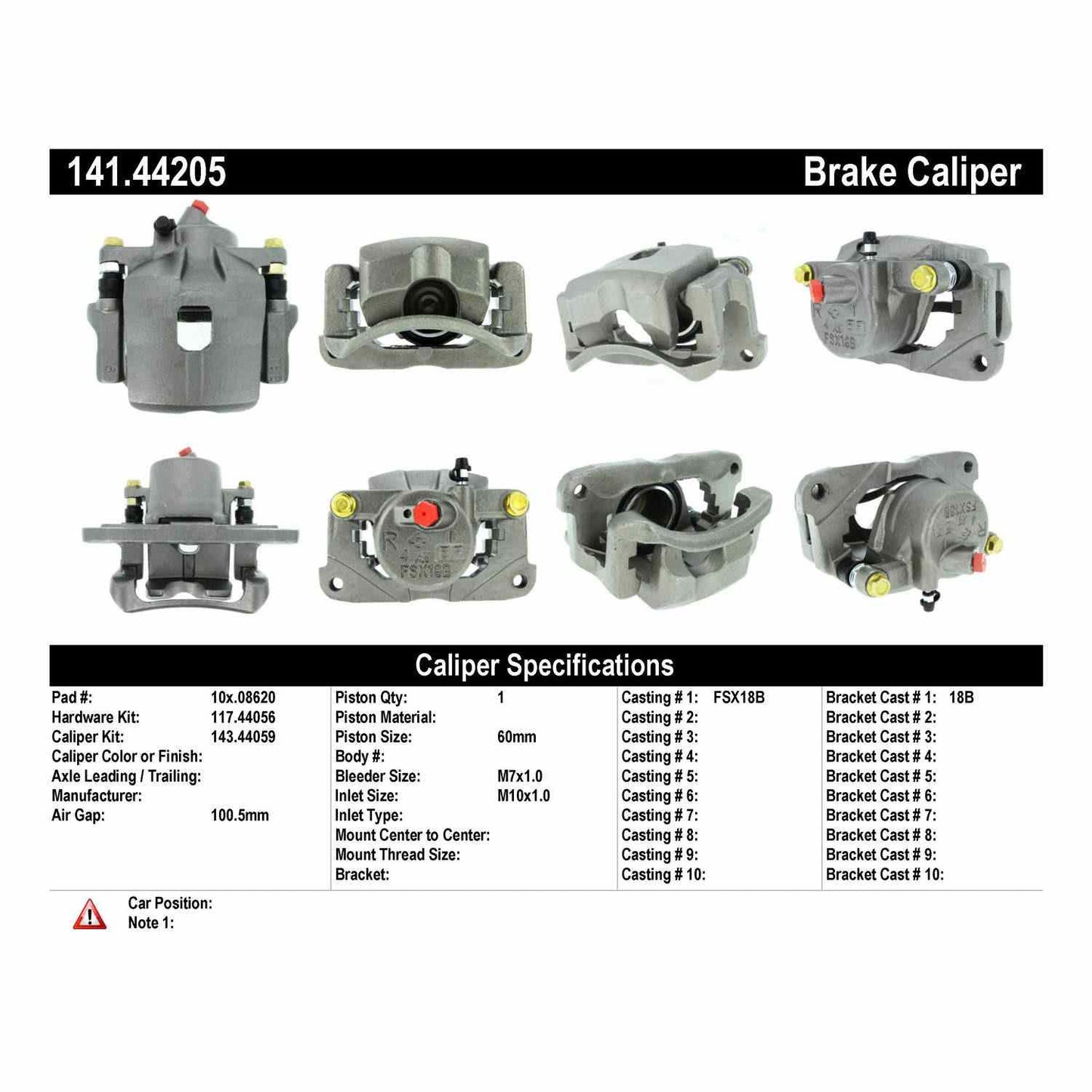 Stoptech Centric Semi-Loaded Brake Caliper - Front Right 141.44205