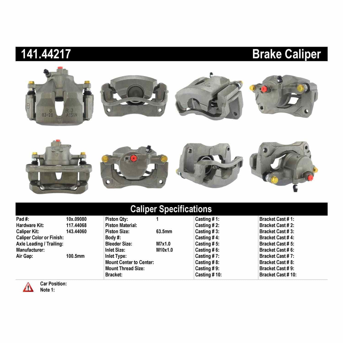 Centric Parts Disc Brake Caliper Semi-Loaded with anti-corrosion finish for 2002-2004 Toyota Camry 141.44217