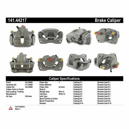 Centric Parts Disc Brake Caliper Semi-Loaded with anti-corrosion finish for 2002-2004 Toyota Camry 141.44217
