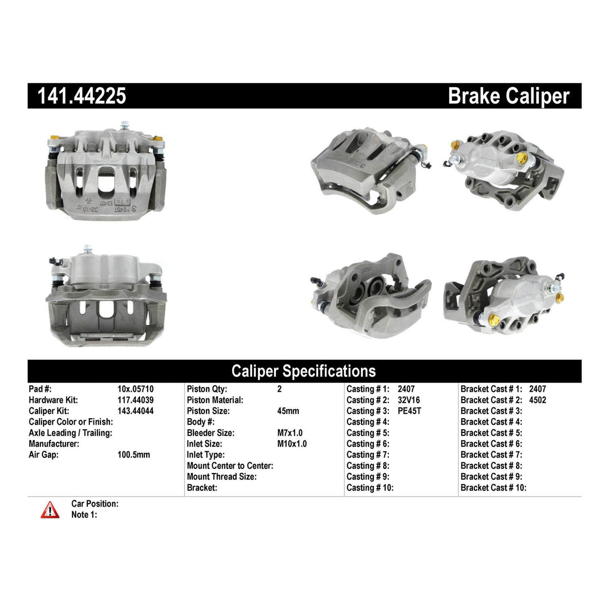 Stoptech Centric Semi-Loaded Brake Caliper - Front Right 141.44225