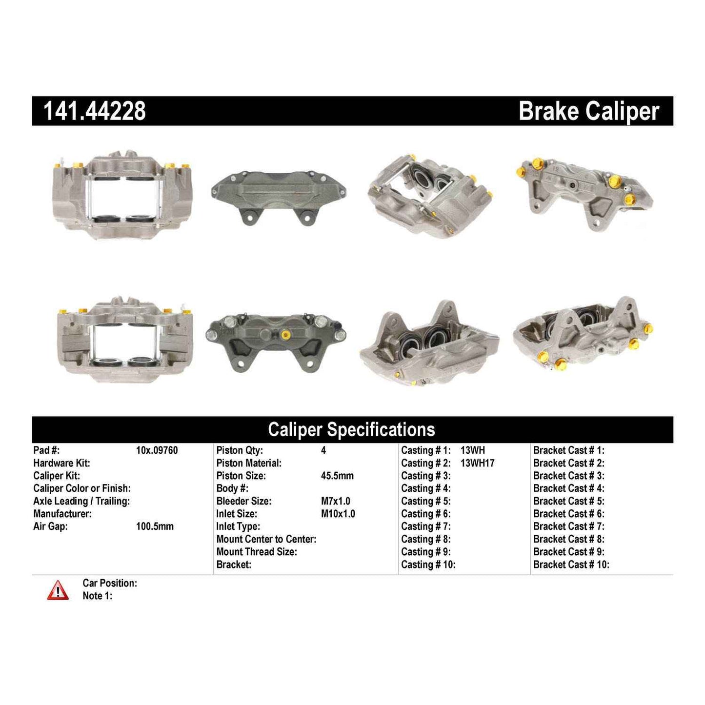 Centric Parts Disc Brake Caliper Semi-Loaded with Anti-Corrosion Finish 141.44228