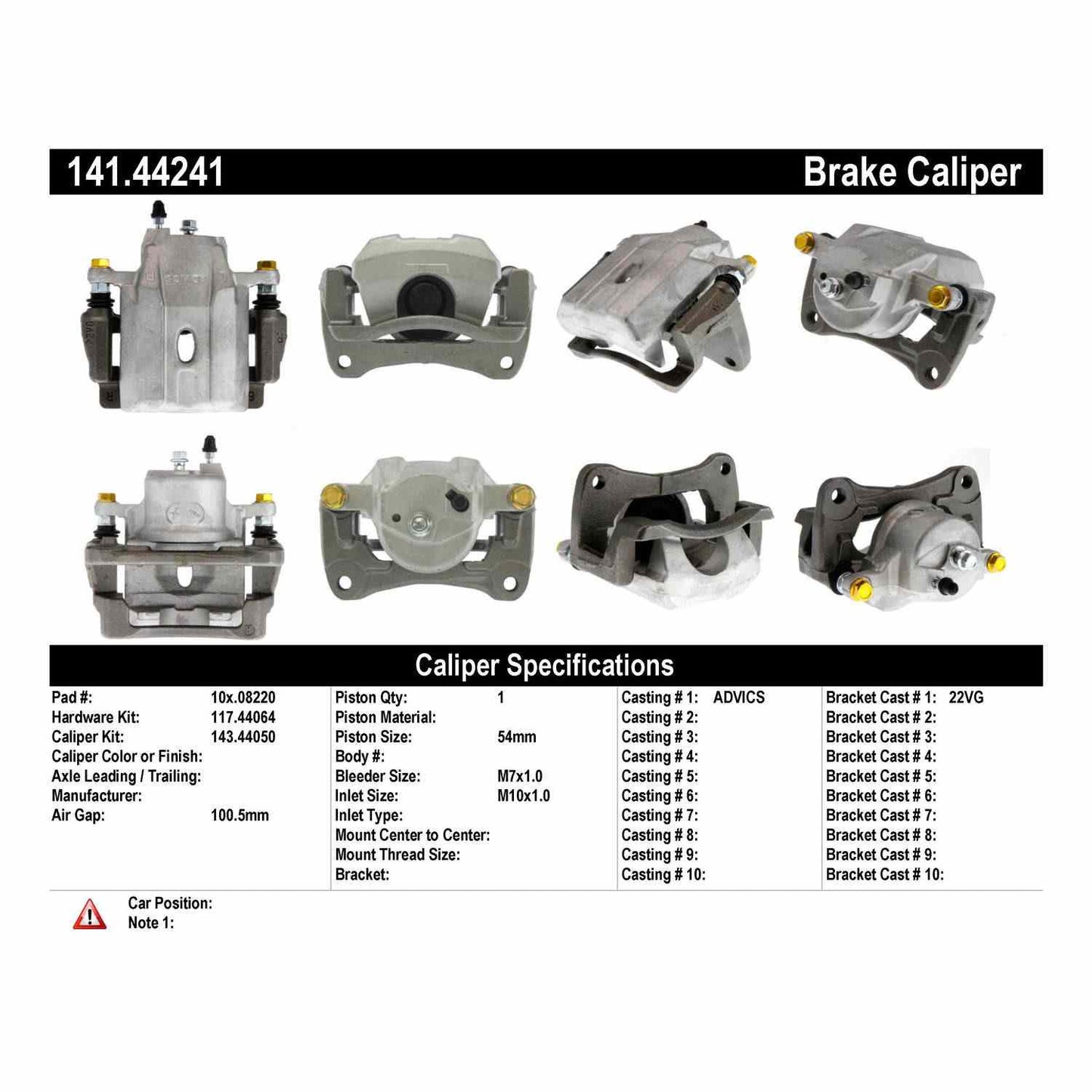 Centric Parts Semi-Loaded Brake Caliper with New Phenolic Pistons 141.44241
