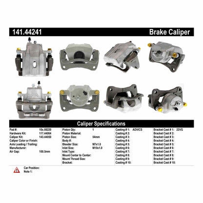 Centric Parts Semi-Loaded Brake Caliper with New Phenolic Pistons 141.44241