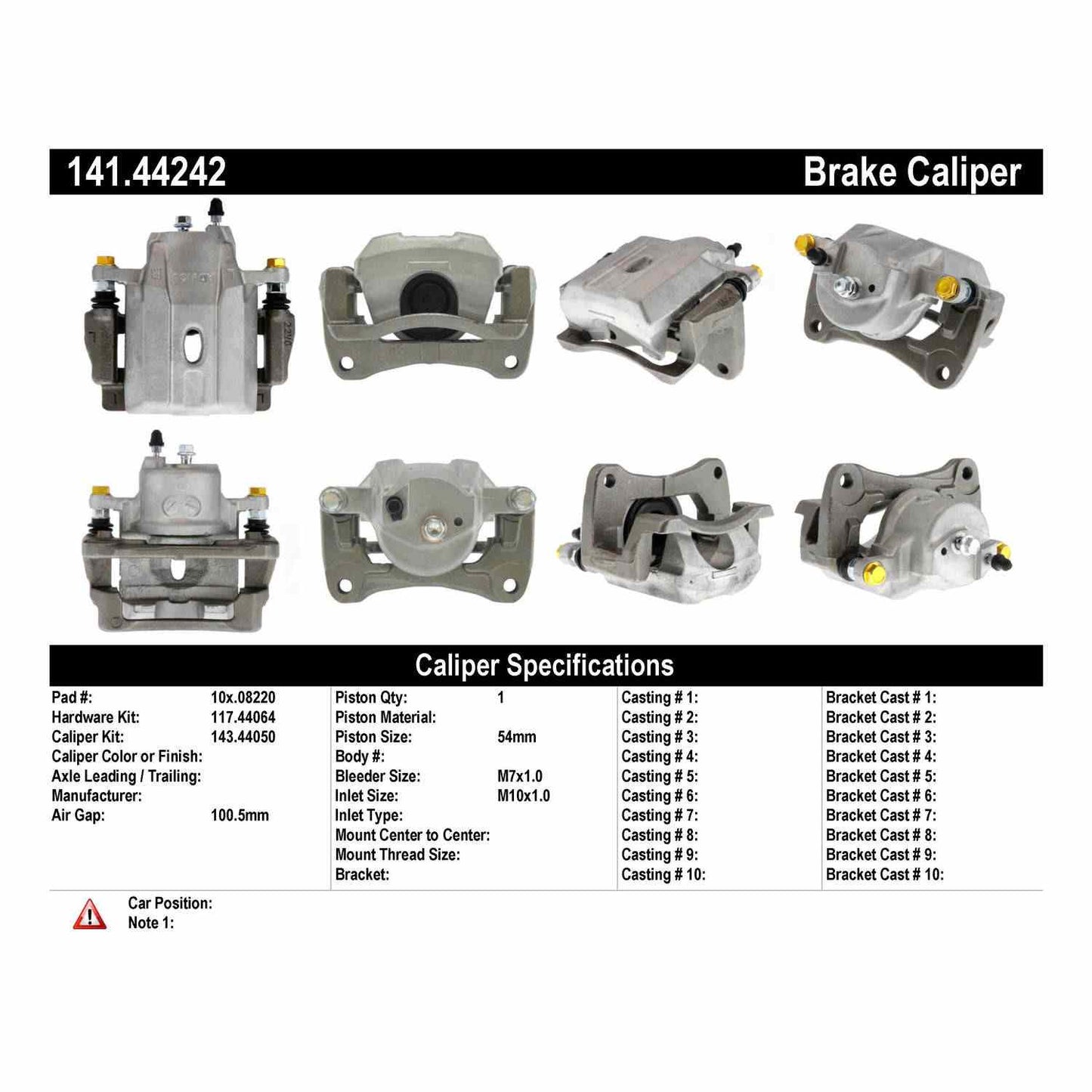 Centric Parts Semi-Loaded Brake Caliper with New Phenolic Pistons 141.44242
