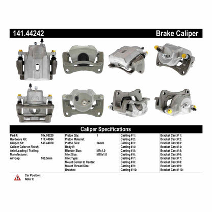Centric Parts Semi-Loaded Brake Caliper with New Phenolic Pistons 141.44242
