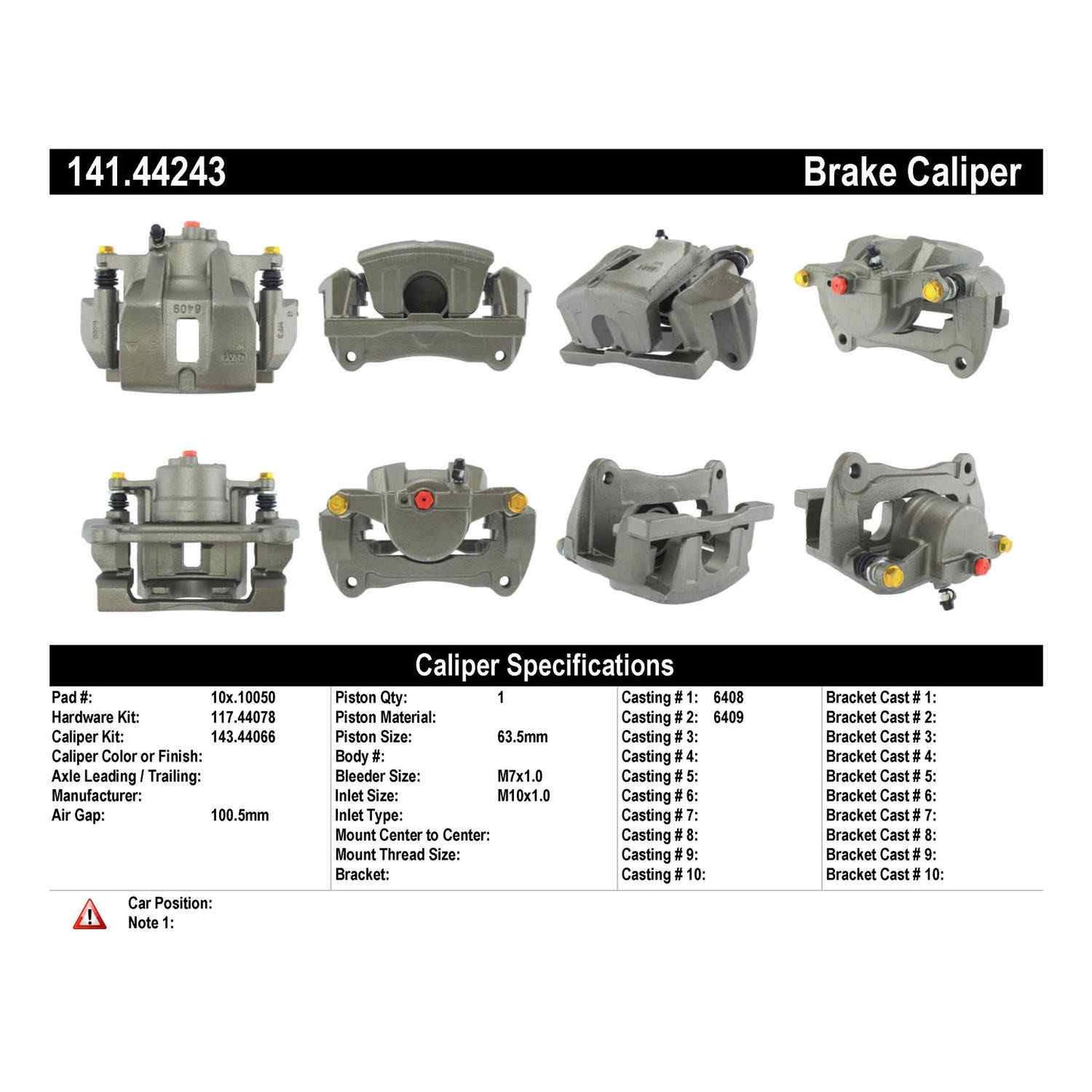 Centric Parts Disc Brake Caliper Semi-Loaded for 141.44243