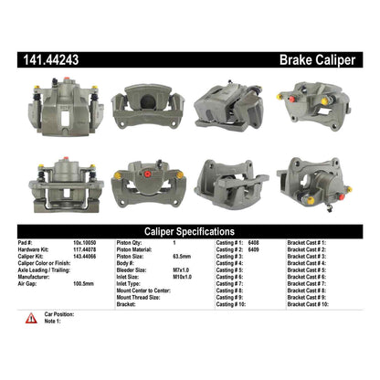 Stoptech Centric Semi-Loaded Brake Caliper - Front Right 141.44243