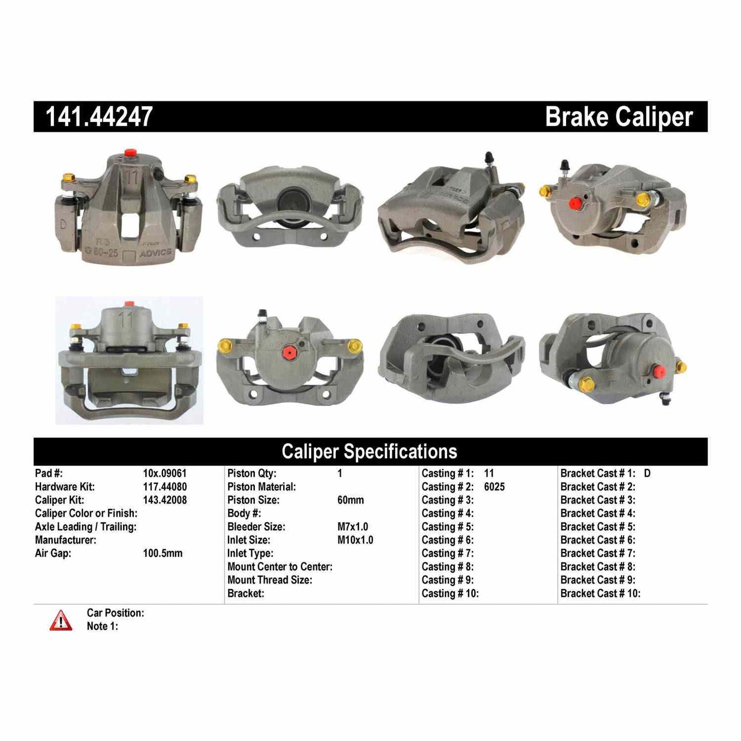 Centric Parts Disc Brake Caliper Semi-Loaded with anti-corrosion finish 141.44247