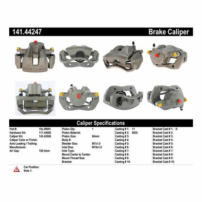 Centric Parts Disc Brake Caliper Semi-Loaded with anti-corrosion finish 141.44247