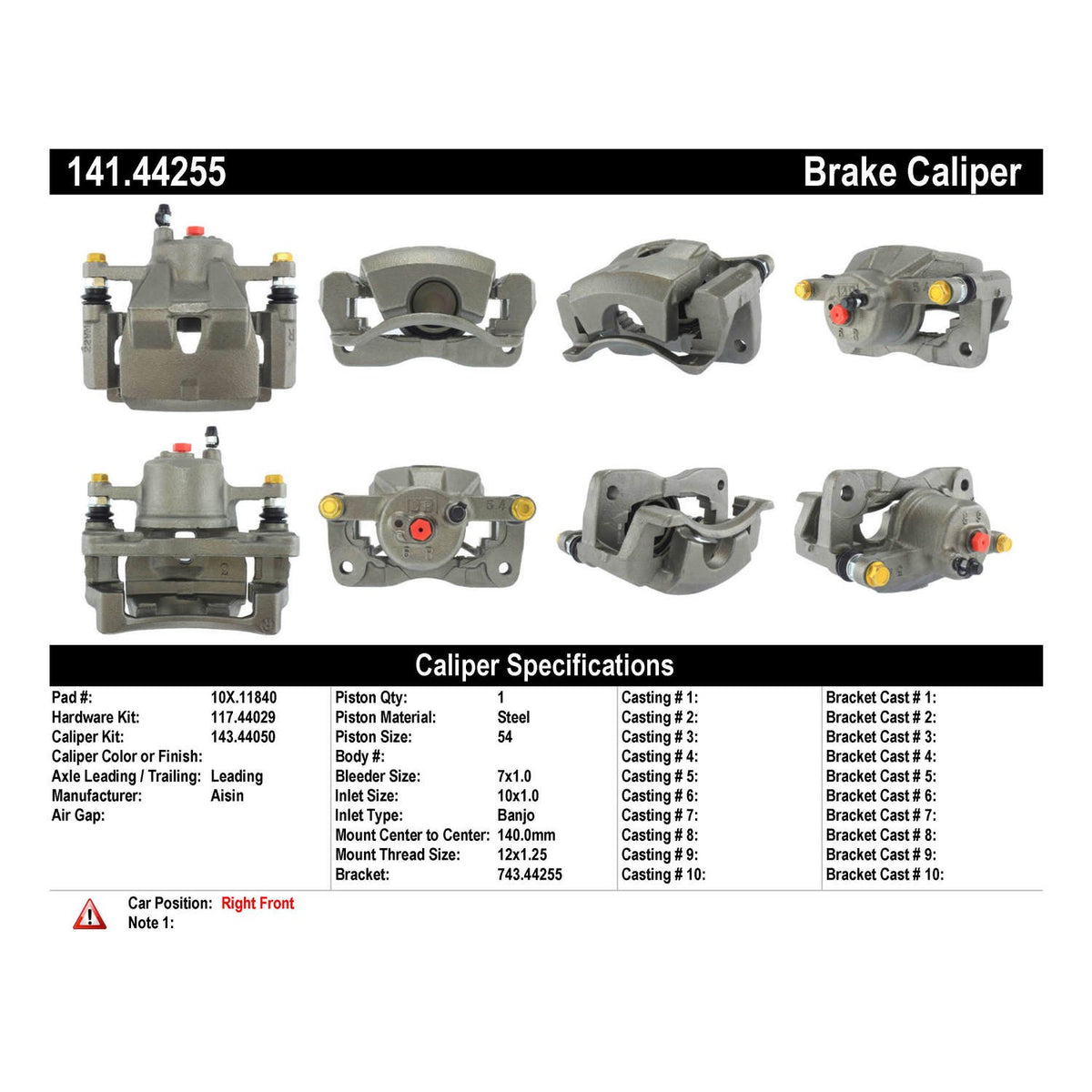 Centric Parts Semi-Loaded Brake Caliper 141.44255