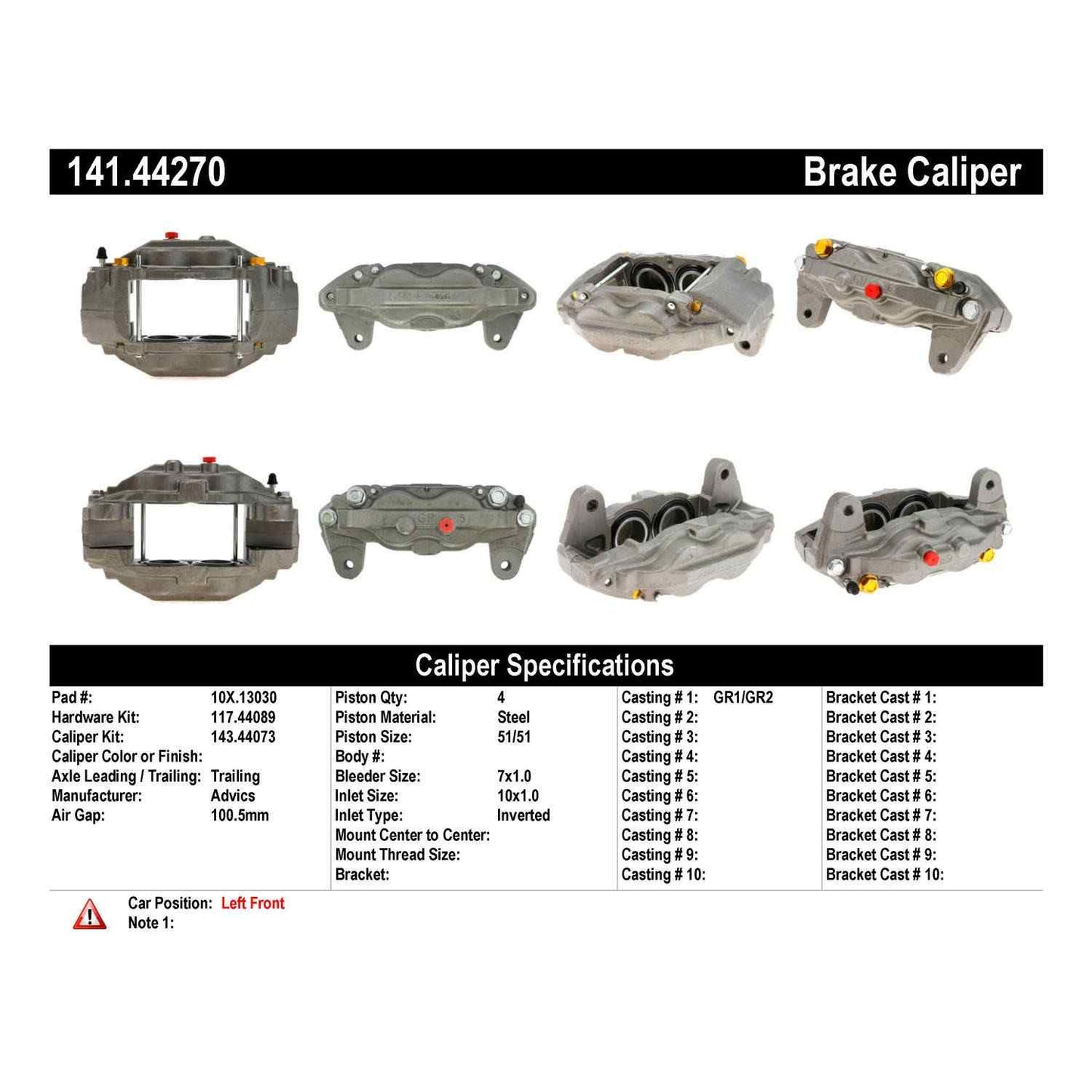 Centric Parts Disc Brake Caliper Semi-Loaded with Anti-Corrosion Finish for 2008-2019 Toyota Sequoia, 2007-2015 Tundra 141.44270