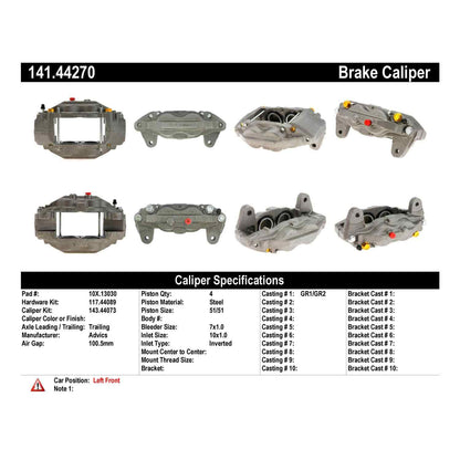 Centric Parts Disc Brake Caliper Semi-Loaded with Anti-Corrosion Finish for 2008-2019 Toyota Sequoia, 2007-2015 Tundra 141.44270