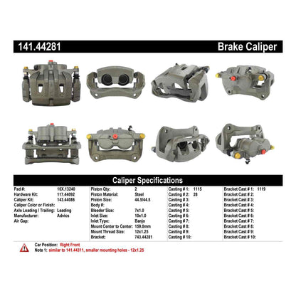 Centric Parts Semi-Loaded Brake Caliper 141.44281