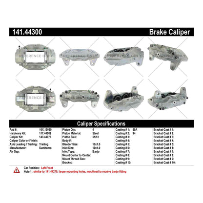 Centric Parts Disc Brake Caliper Semi-Loaded with Anti-Corrosion Finish for 2017-2022 Lexus LX570 Toyota Land Cruiser 141.44300